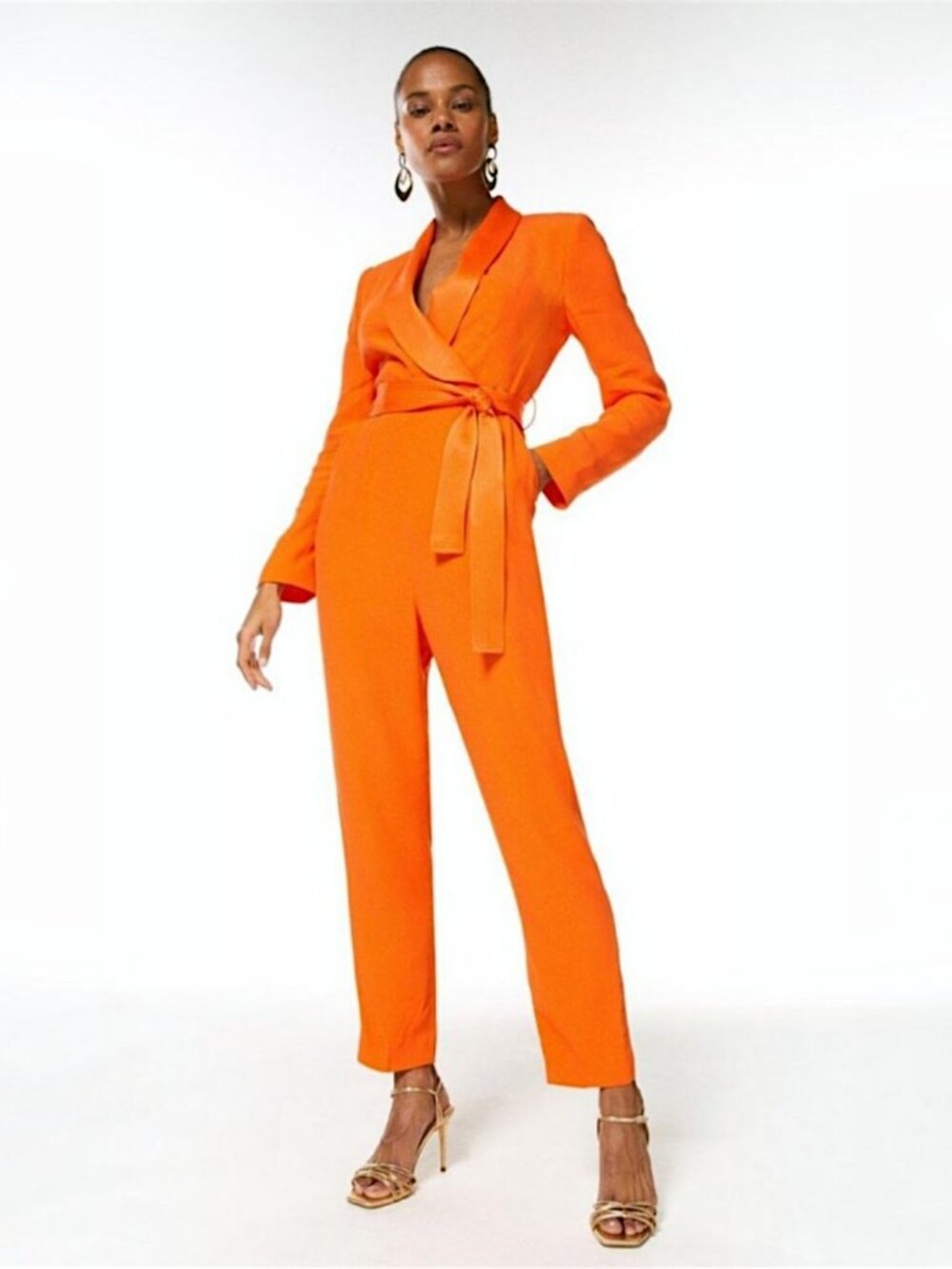 Karen Millen tuxedo wrap jumpsuit romper coverall W's 4 S New